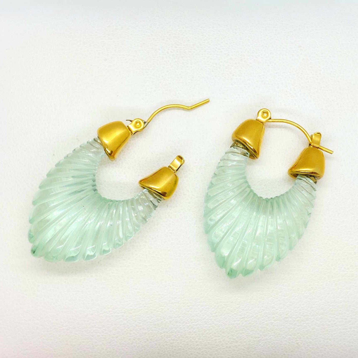 Leaf Shape Acrylic Hoop Earrings in Stainless Steel Gold Plated