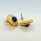 Natural Lapis Stud Earrings in Stainless Steel Gold Plated