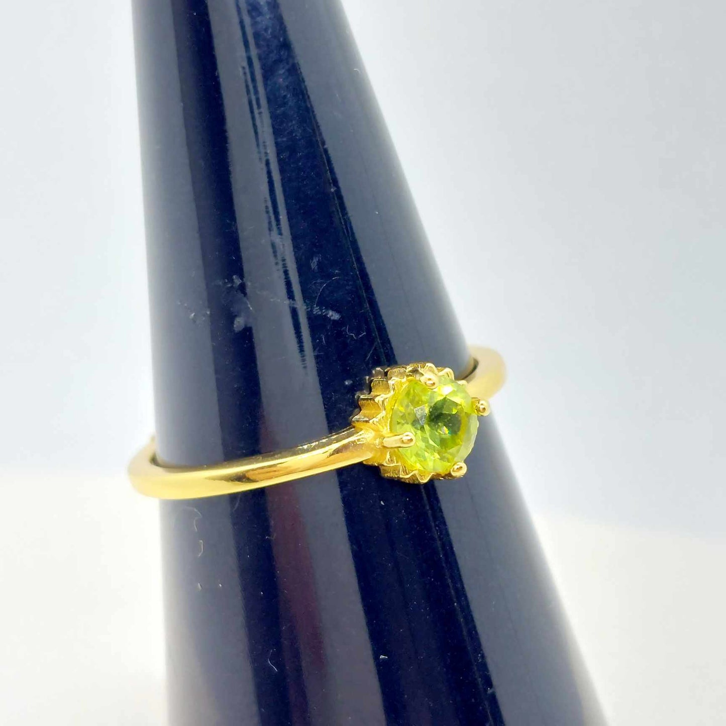 Natural Peridot Resizeable Ring in Sterling Silver Gold Plated