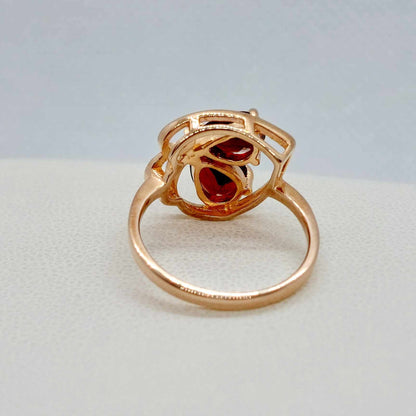Natural Garnet Ring in Sterling Silver Rose Gold Plated