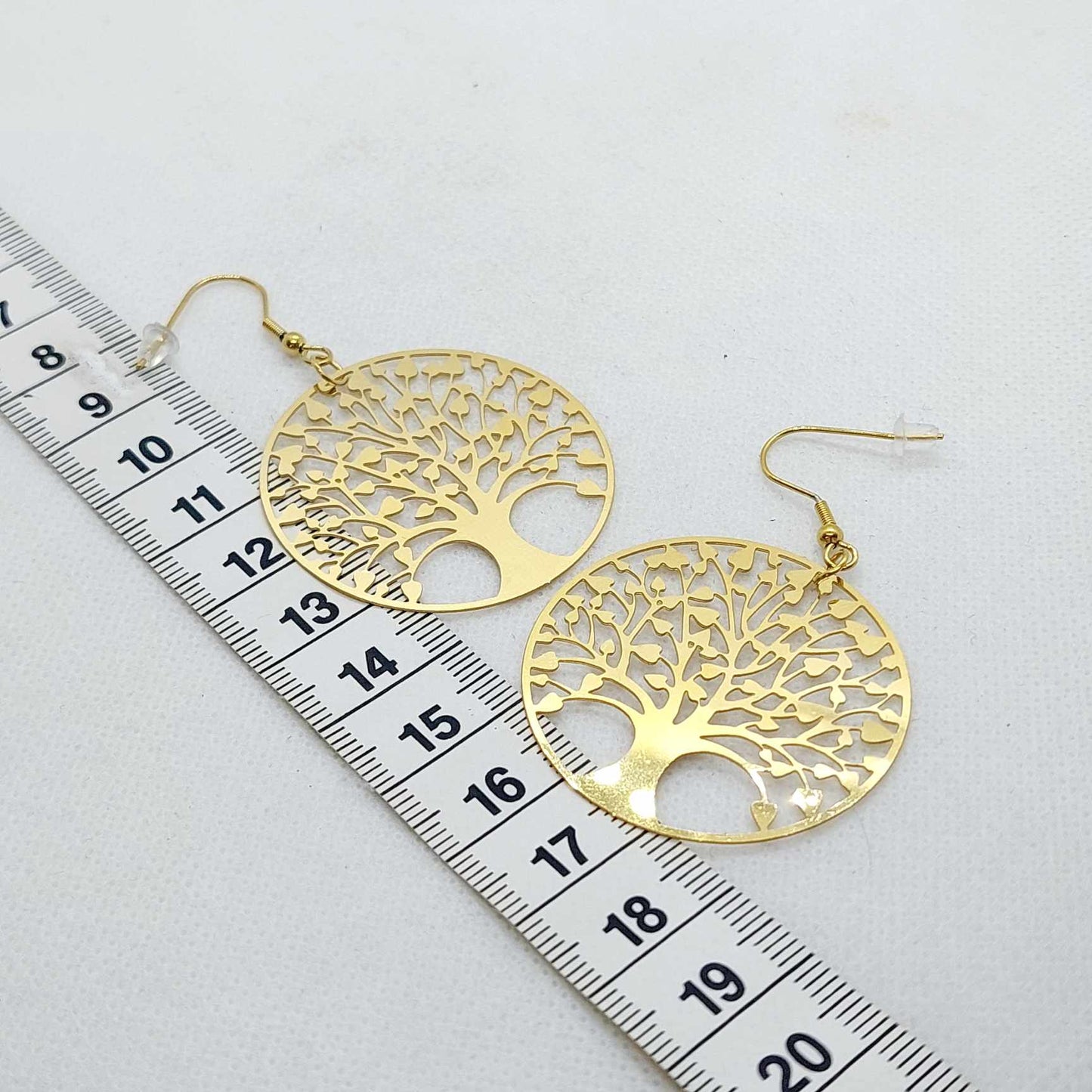 Tree of Life Dangle Earrings in Stainless Steel Gold Plated