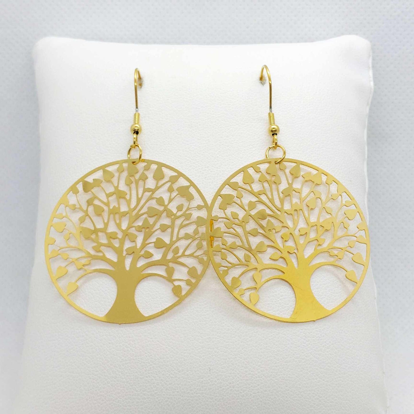 Tree of Life Dangle Earrings in Stainless Steel Gold Plated