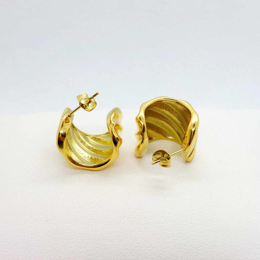 Twirly Looped stud Earrings in Stainless Steel Gold Plated