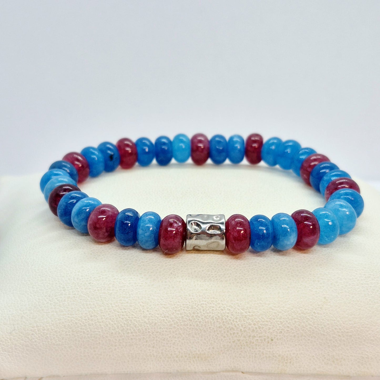 Natural Apatite and Garnet Bracelet in 8mm Cylinder Stones
