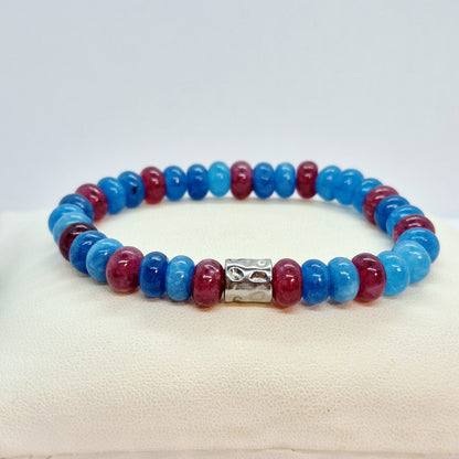 Natural Apatite and Garnet Bracelet in 8mm Cylinder Stones