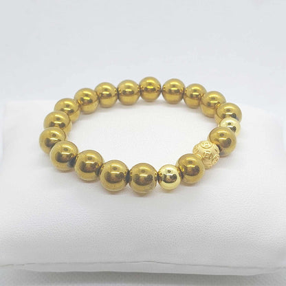 Natural Hematite Bracelet with 10mm Stones Gold Plated
