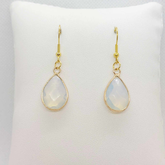 Natural Opal Dangle Earrings in Stainless Steel Gold Plated