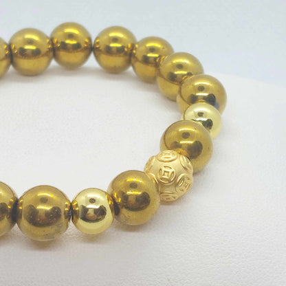 Natural Hematite Bracelet with 10mm Stones Gold Plated