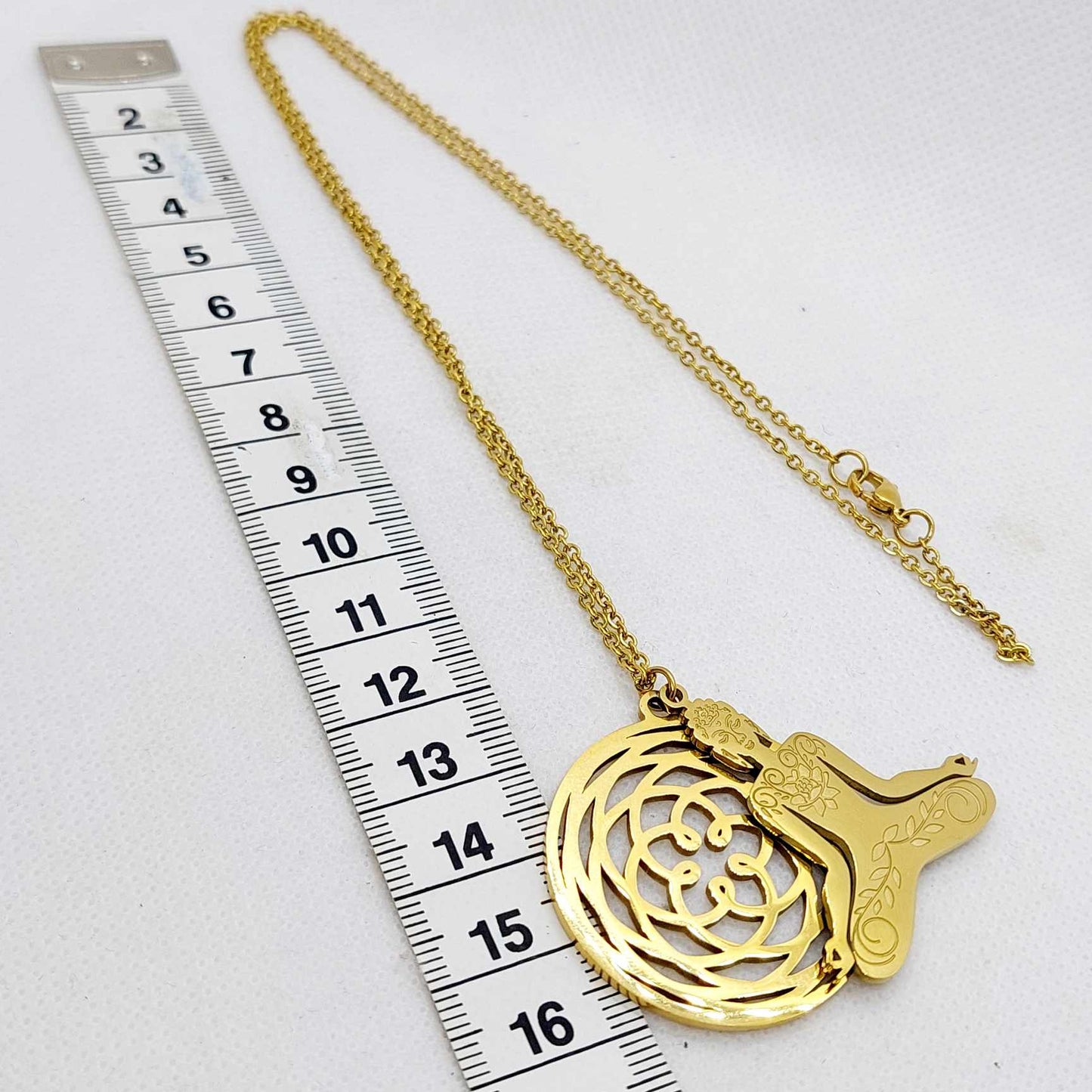 Flower of Life and Buddha Pendant In Stainless Steel with Gold Plated Chain Necklace