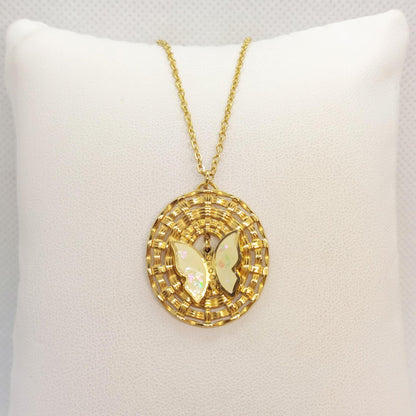 Butterfly Pendant with Stainless Steel Gold Plated Chain Necklace