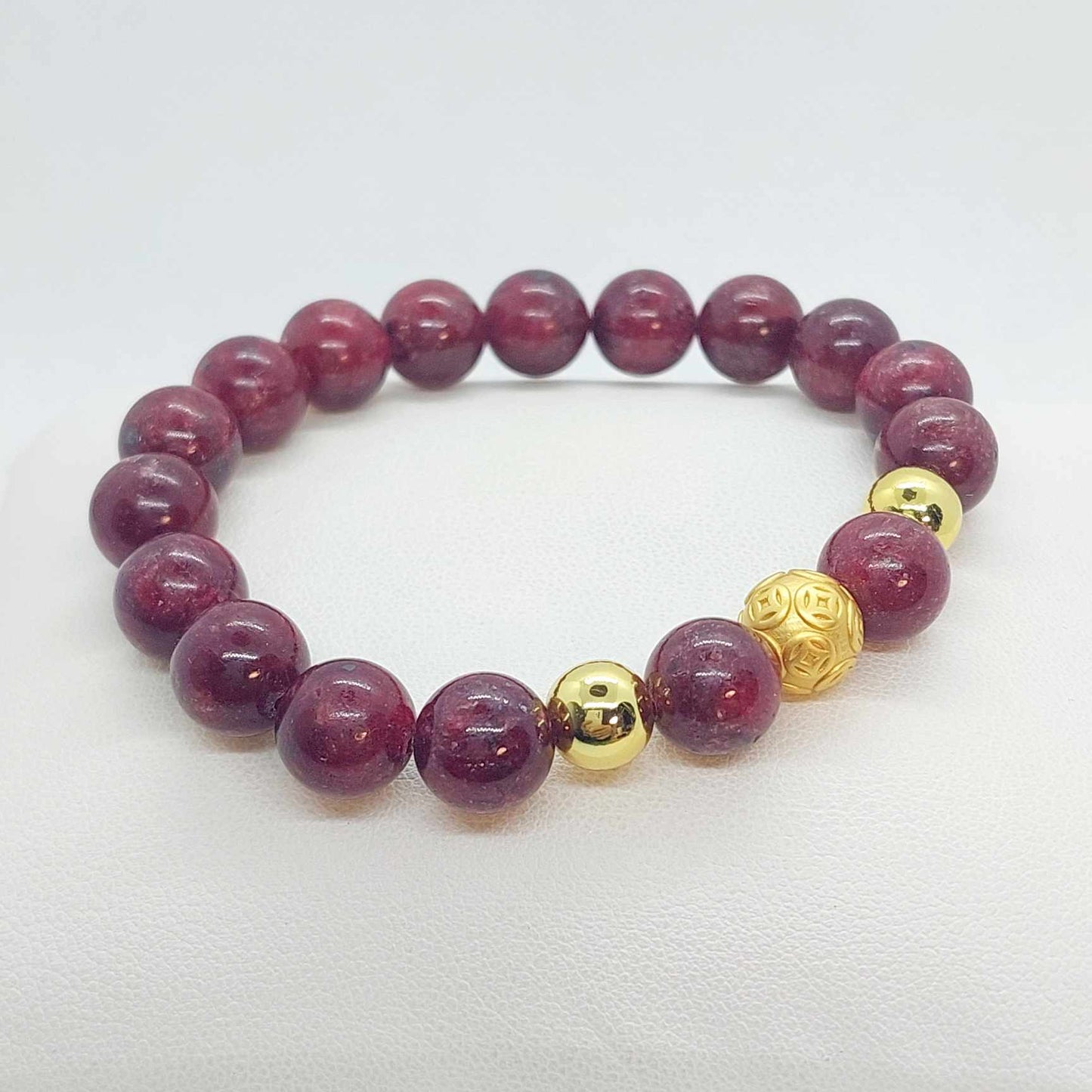 Natural AAA Ruby Stone Bracelet in 10mm Stones