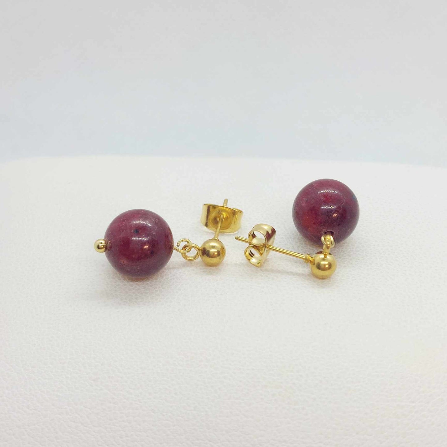 Natural AAA Ruby Stone Set in Stainless Steel Gold Plated