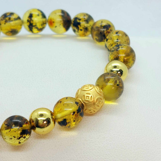 Natural Amber Bracelet with 9mm Stones