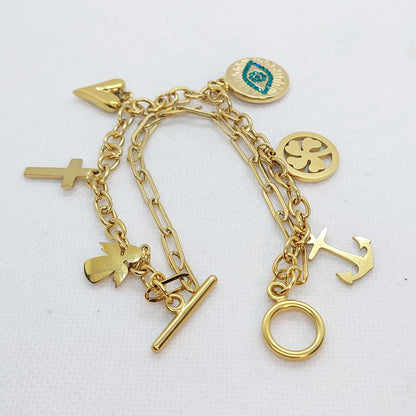 Lucky Charm Bracelet in Stainless Steel Gold Plated