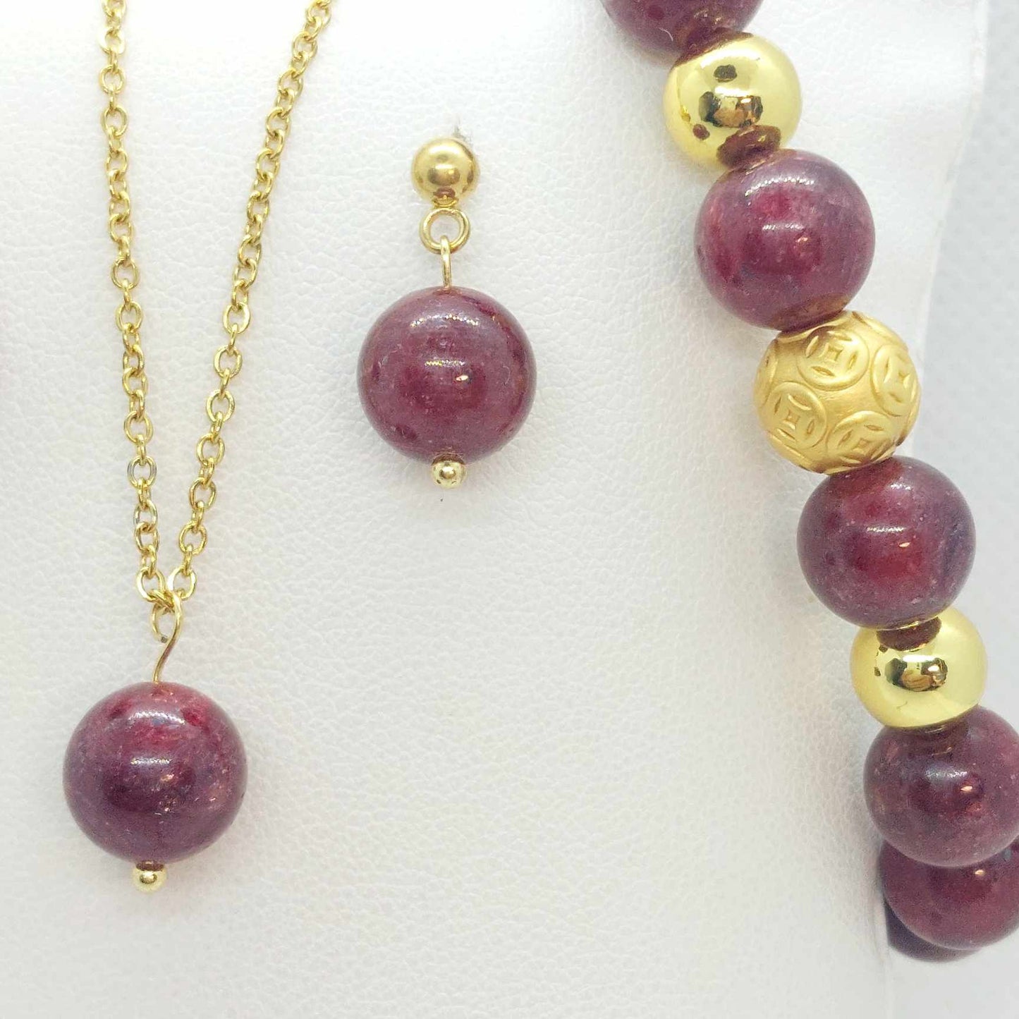 Natural AAA Ruby Stone Set in Stainless Steel Gold Plated