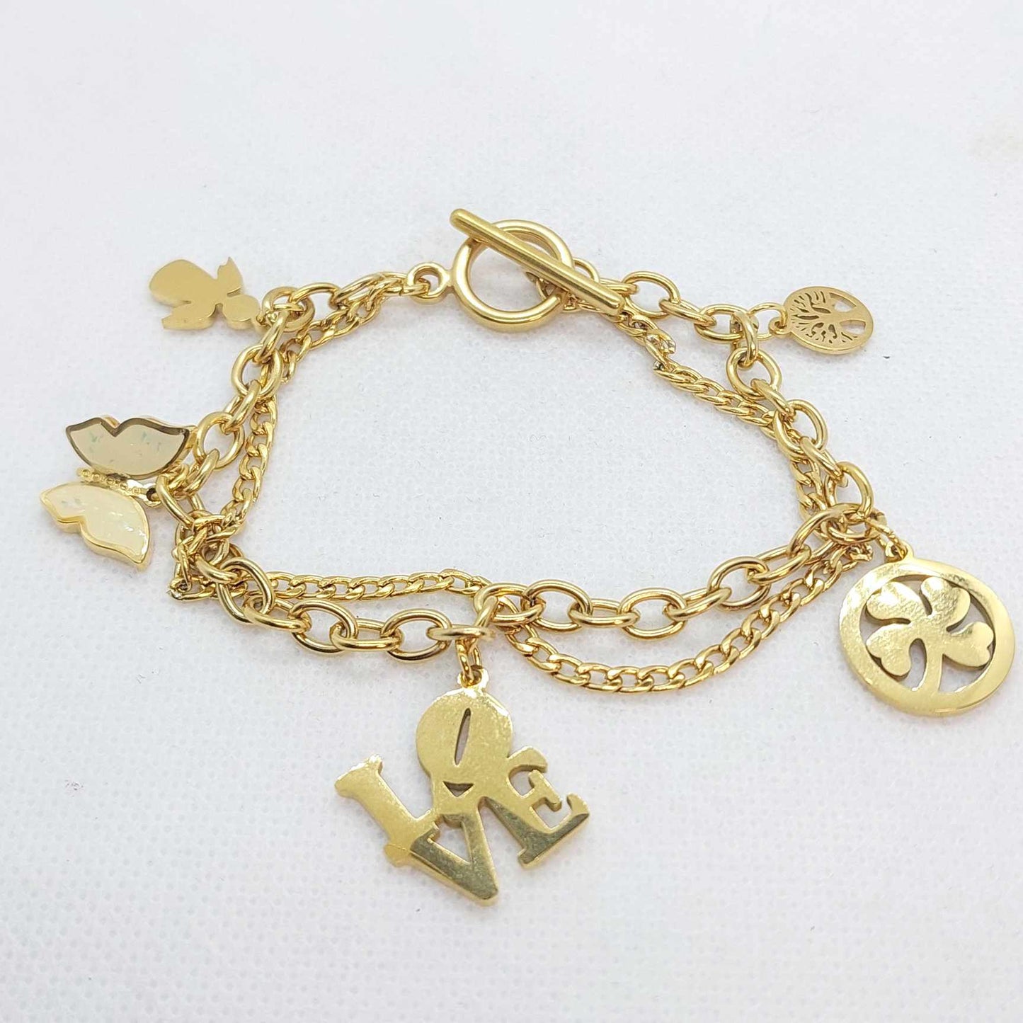 Lucky Charm Bracelet in Stainless Steel Gold Plated