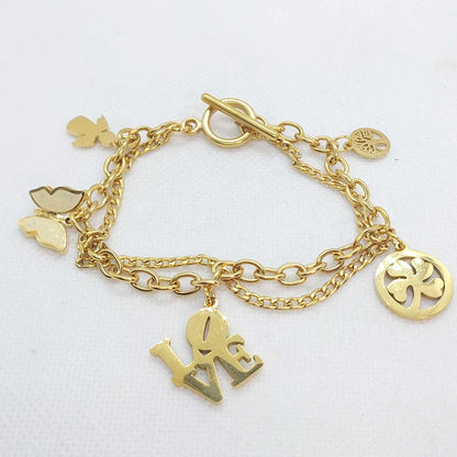 Lucky Charm Bracelet in Stainless Steel Gold Plated