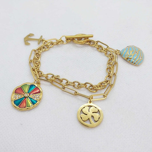 Lucky Charm Bracelet in Stainless Steel Gold Plated