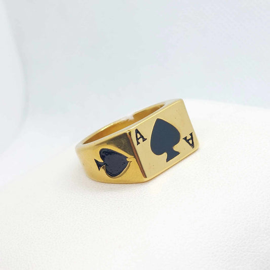 Ace of Spades Ring in Gold Plated Stainless Steel