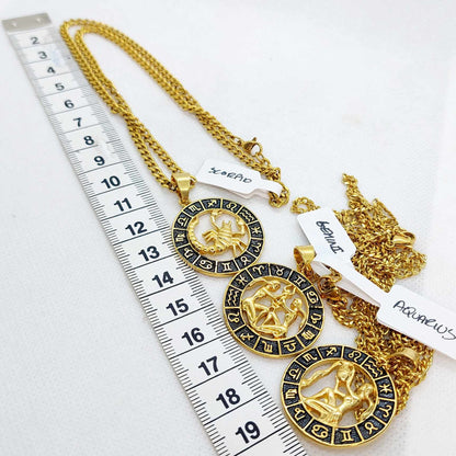 Scorpio Star Sign Pendant with Gold Plated Stainless Steel Chain Necklace