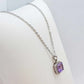 Natural Amethyst Pendant with Zircon with Stainless Steel Chain