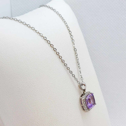Natural Amethyst Drop Earrings in Sterling Silver