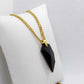 Natural Golden Obsidian Wolf Tooth Pendant with Stainless Steel Necklace