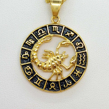 Scorpio Star Sign Pendant with Gold Plated Stainless Steel Chain Necklace