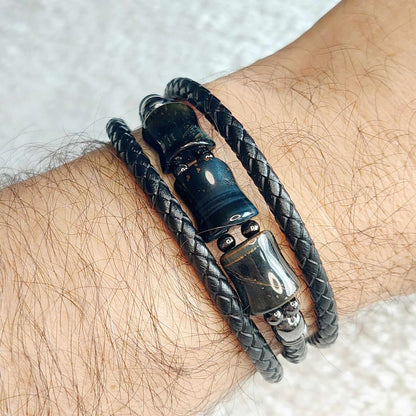 Tiger Eye with Leather Bracelets for Men