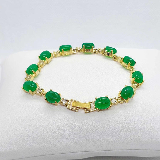 Natural Green Agate Bracelet in Stainless Steel Gold Plated