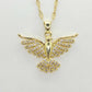 Phoenix in Zircon Pendant with Gold Plated Stainless Steel Chain Necklace