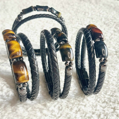 Tiger Eye with Leather Bracelets for Men