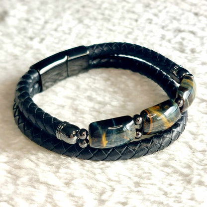 Tiger Eye with Leather Bracelets for Men