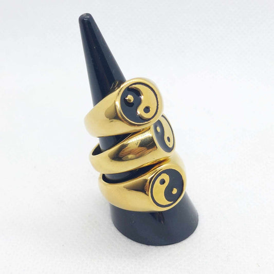 Yin Yang Ring in Gold Plated Stainless Steel