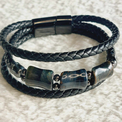 Tiger Eye with Leather Bracelets for Men