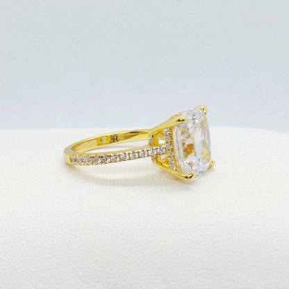 Sona Diamond 6ct Ring in Gold Plated Sterling Silver Lab Created