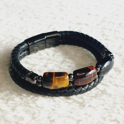 Tiger Eye with Leather Bracelets for Men