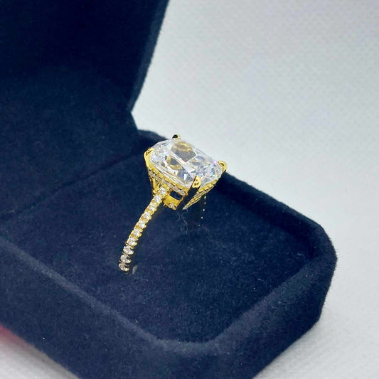 Sona Diamond 6ct Ring in Gold Plated Sterling Silver Lab Created
