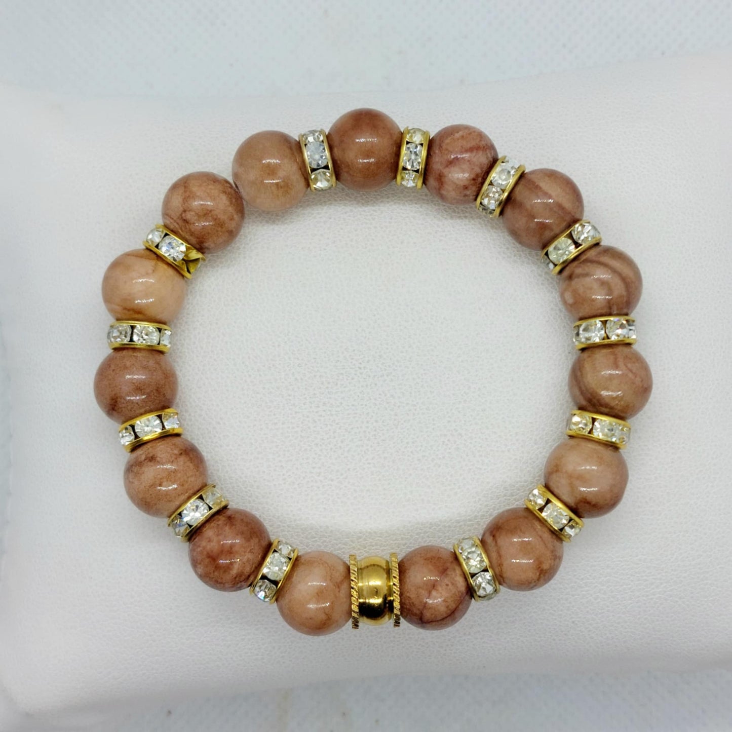 Natural Light Brown Jade Bracelet with 10mm Stones