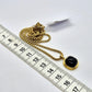 Natural Black Agate Necklace in Gold Plated Stainless Steel