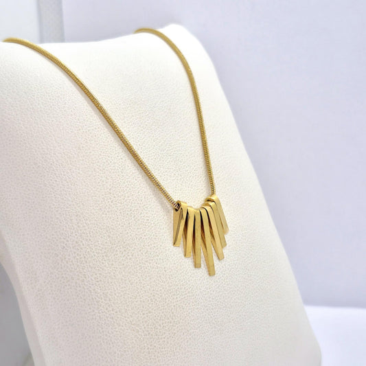 Geometric Pendant in Gold Plated Stainless Steel with Chain Necklace