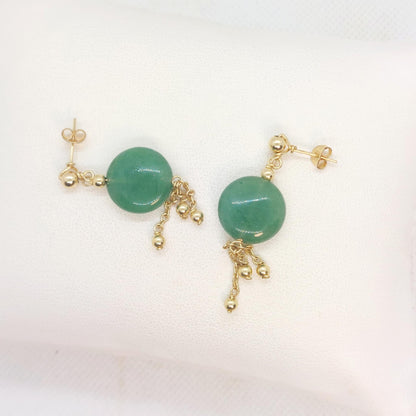 Natural Hetian Jade Jewelry Set in 10K Gold