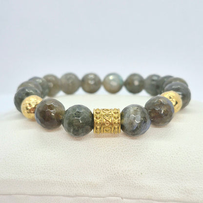 Natural Faceted Labradorite Bracelet in 10mm Stones