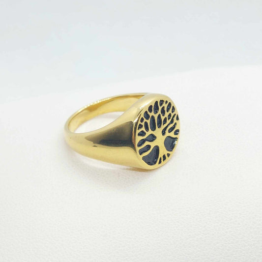 Tree of Life Ring in Gold Plated Stainless Steel