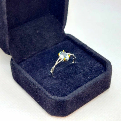 Natural Aquamarine 1ct Ring in Sterling Silver