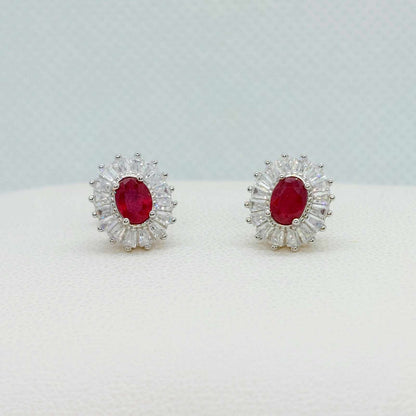 Natural Ruby Stud Earrings with 0,8ct stones in Sterling Silver
