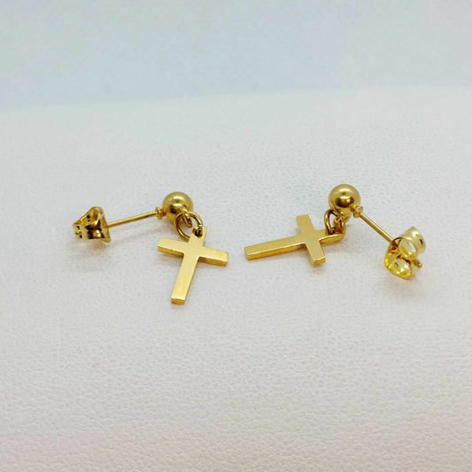 Cross Stud Earrings in Gold Plated Stainless Steel