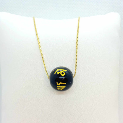 Natural Obsidian Choker Pendant with Gold Plated Stainless Steel Chain Necklace