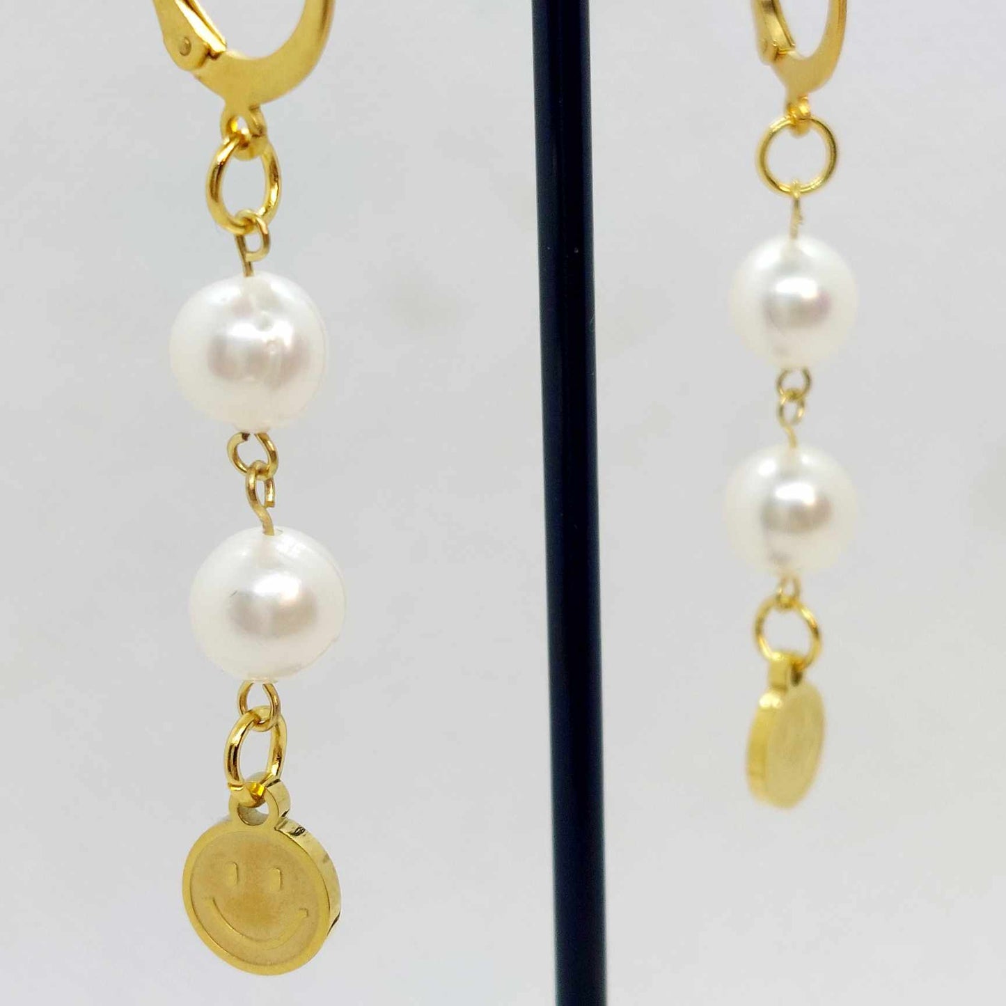 Natural Freshwater Pearls Dangle Earrings in Gold Plated Stainless Steel