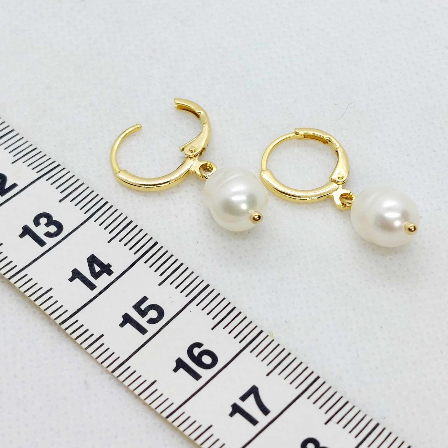 Natural Pearl Dangle Earrings in Gold Plated Stainless Steel